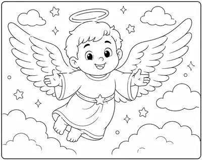 Barney the Angel Coloring Sheet