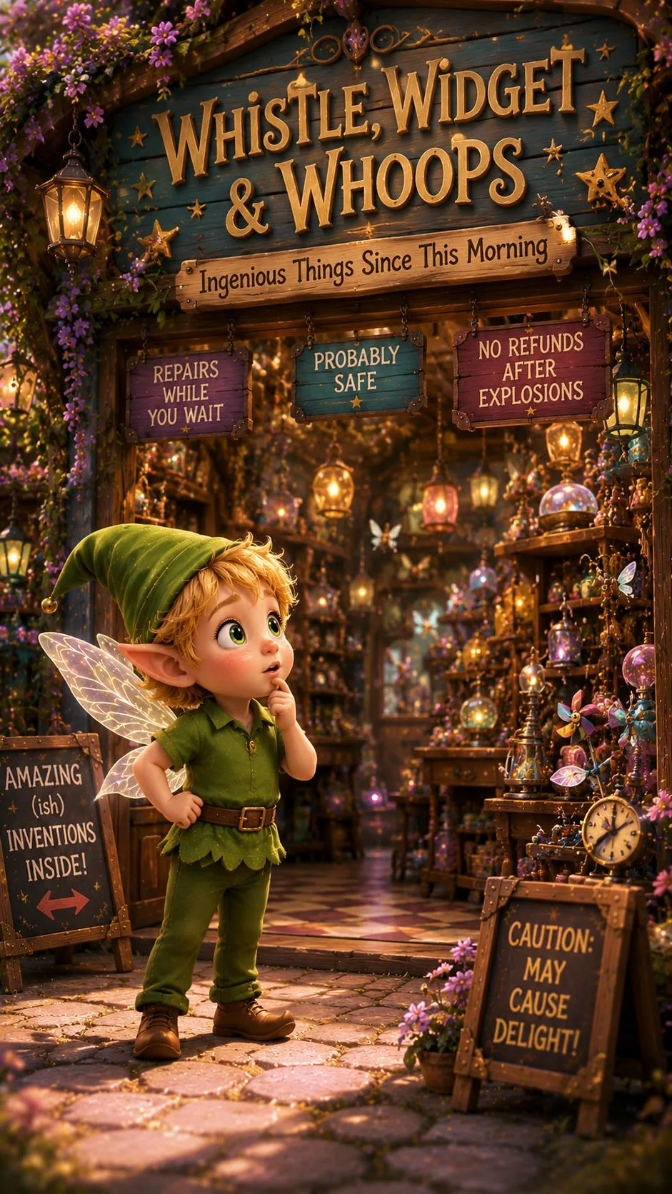 Whistle, Widget & Whoops, Twirl's favourite shop in Cloudmarket